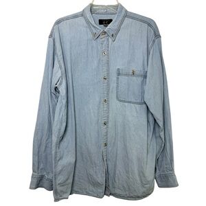 Vintage 90s Denim Button-Down Shirt Size XL Light Wash Western Workwear